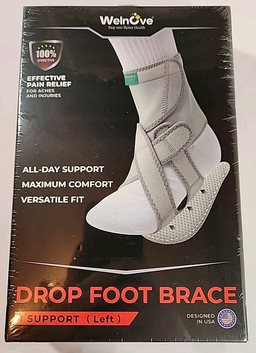 Single Left Drop Foot Brace w Arch Support AFO Ankle Walking 5.5-10.5M 7-12W