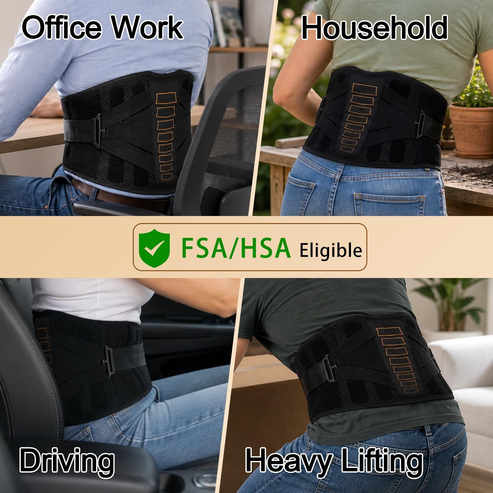 Copper Back Brace for Lower Back Pain Relief, Ergonomic Support, Posture Correct