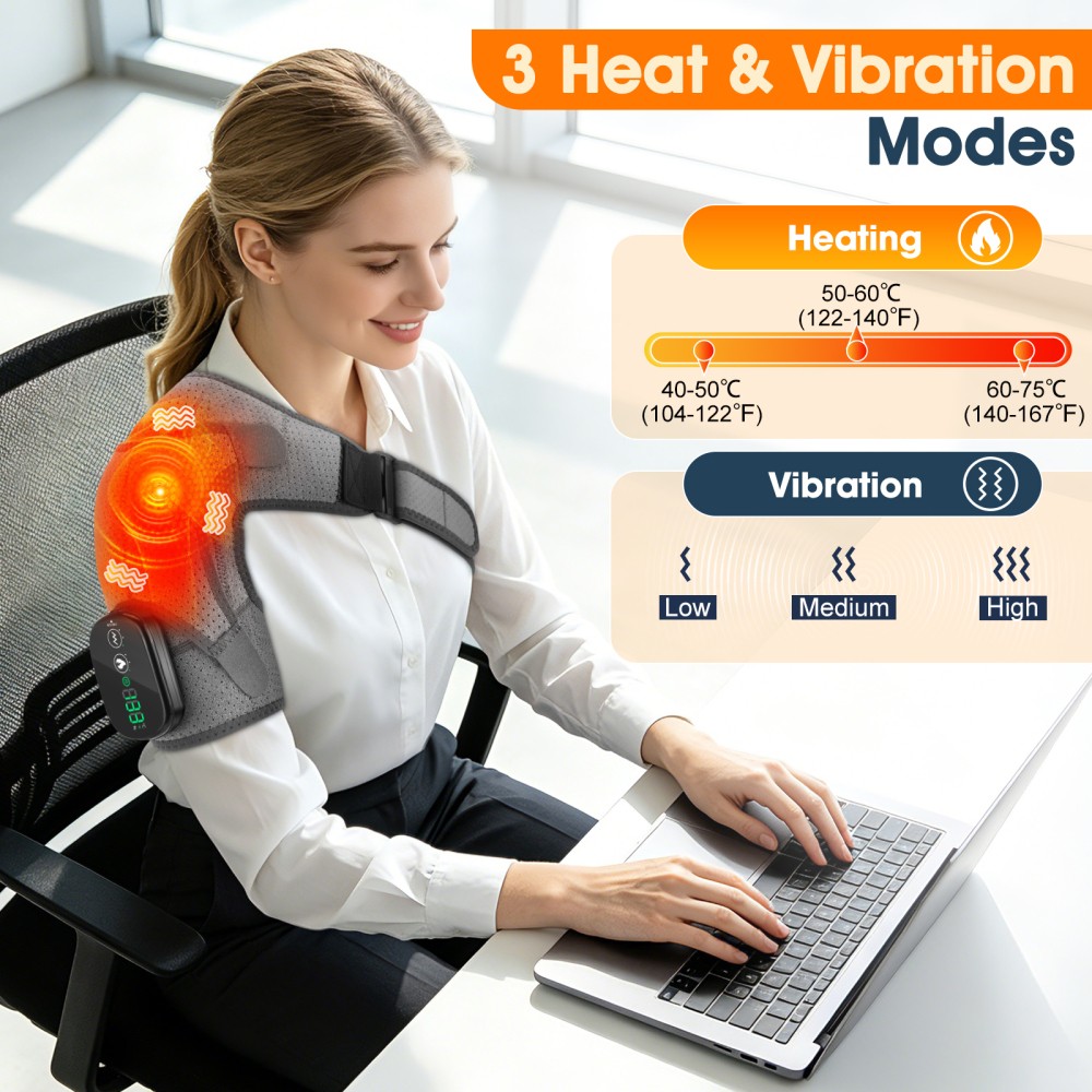 1-4x Heating Shoulder Wrap Vibration Massager Electric Heated Shoulder Support