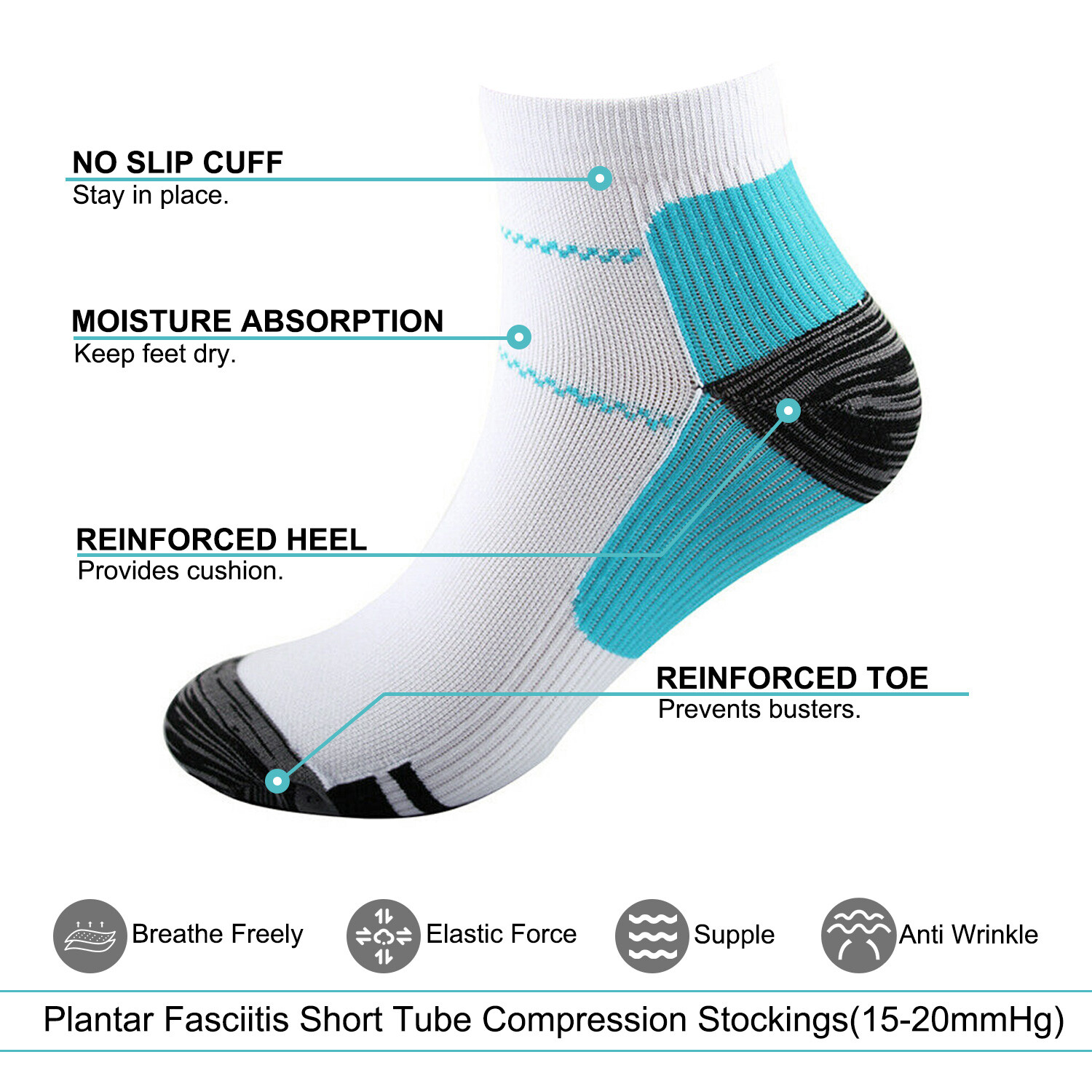 Ankle Brace Compression Sleeve Support Socks Foot Fasciitis Pain Relief Men USA