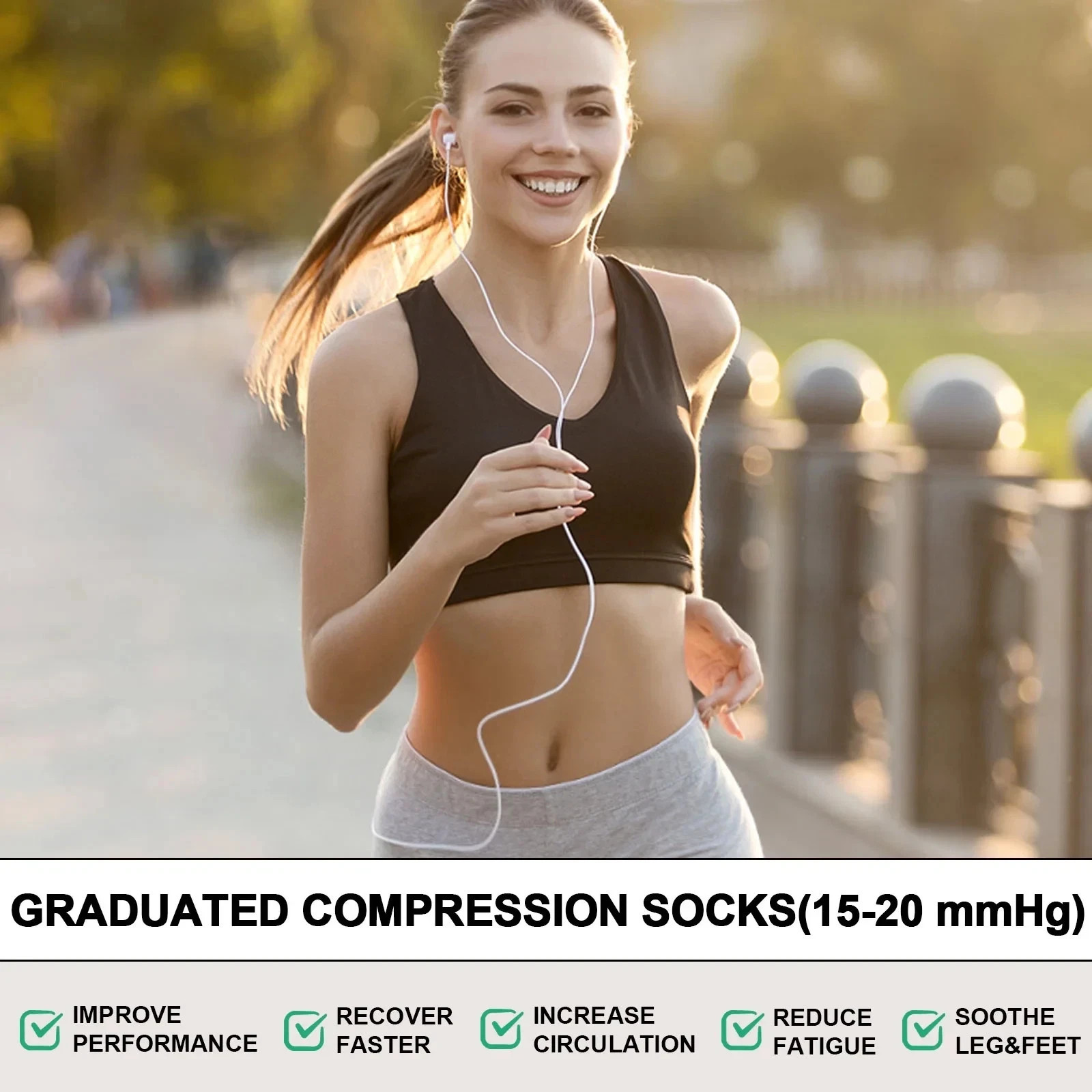 6 pairs Women’s Exercise Compression Socks Support Running Cycling Yoga L/XL