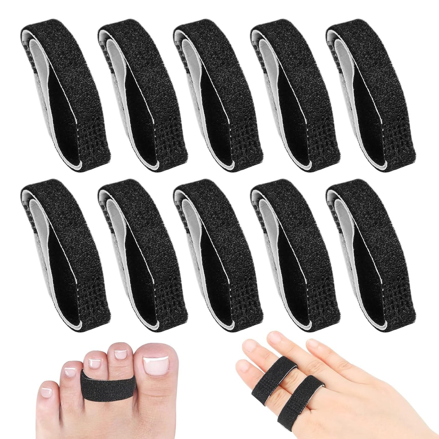 10 Pcs Buddy Tape Finger Straps, Hook and Loop Splint for Finger Buddy Straps, I