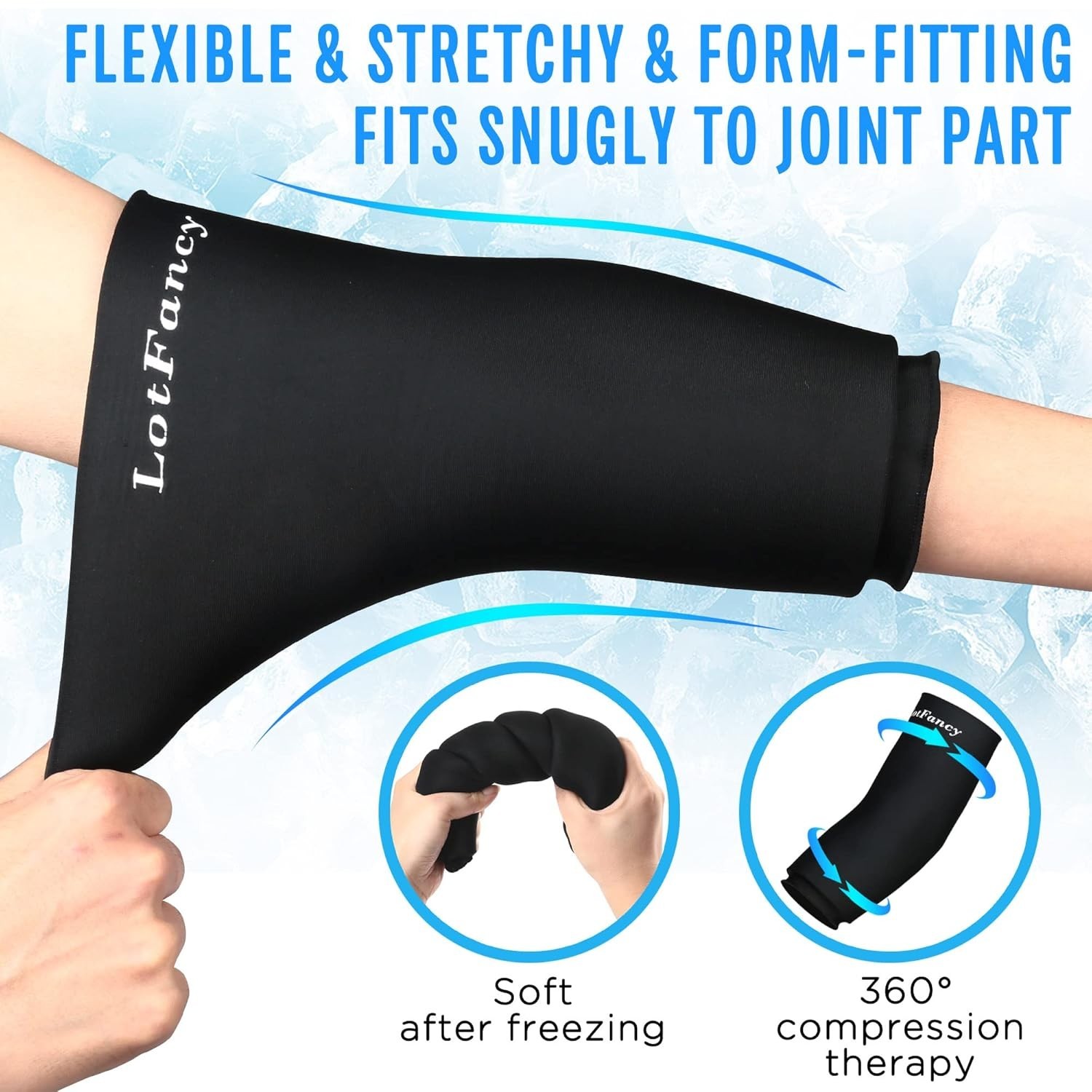 LotFancy Elbow Ice Pack Compression Sleeve Hot Cold Compress Wrap, M