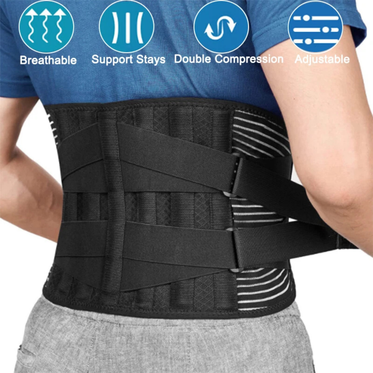 Lower Back Brace Adjustable Lumbar Support Belt Sciatica Pain Relief Men Women