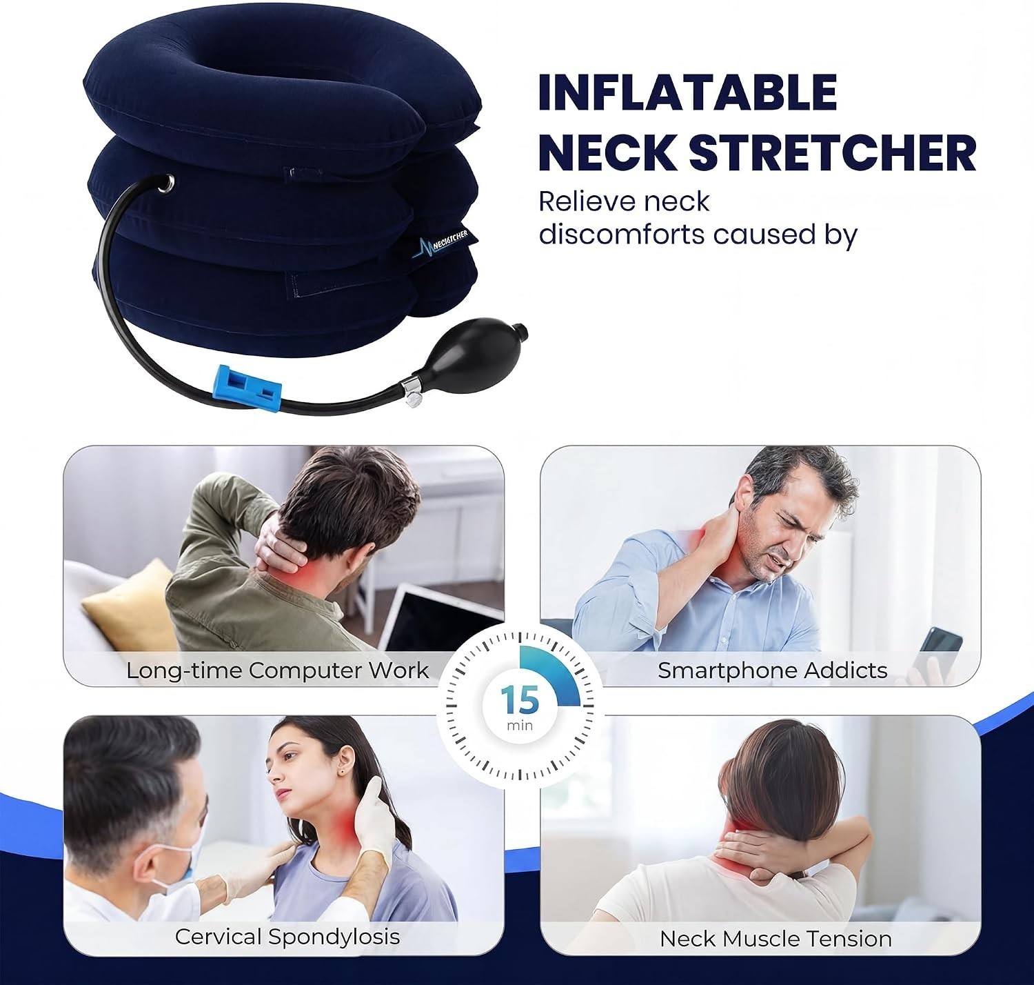 Soft Velvet Cervical Neck Stretcher – Adjustable Relief for Neck Pain & Posture