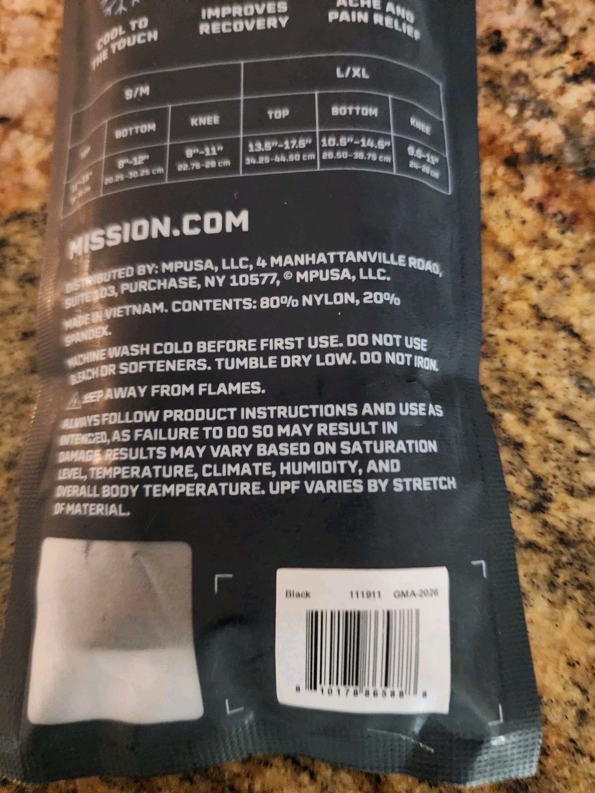 Mission Pro Quick Dry Cooling Compression Knee Sleeve, Black, Size L/XL- 2 Pack
