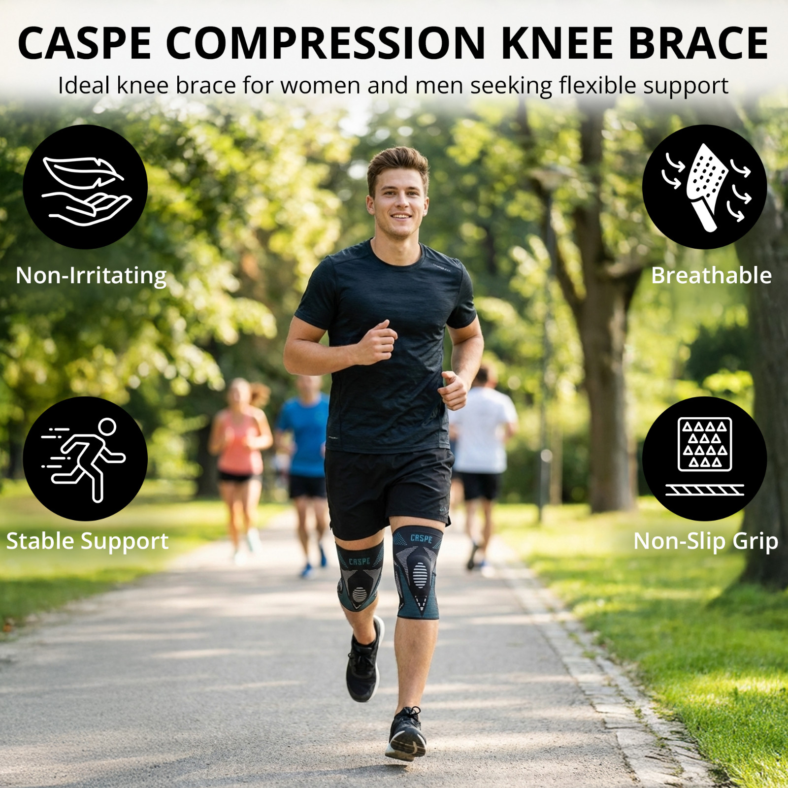Knee Brace Compression Sleeve Support Joint Pain Arthritis Relief For Sport Gym
