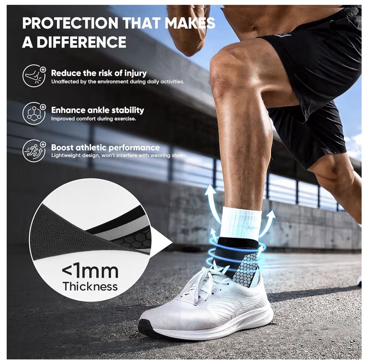 2 Pack Ankle Brace Compression Support for Men Women, Adjustable Lace-Up