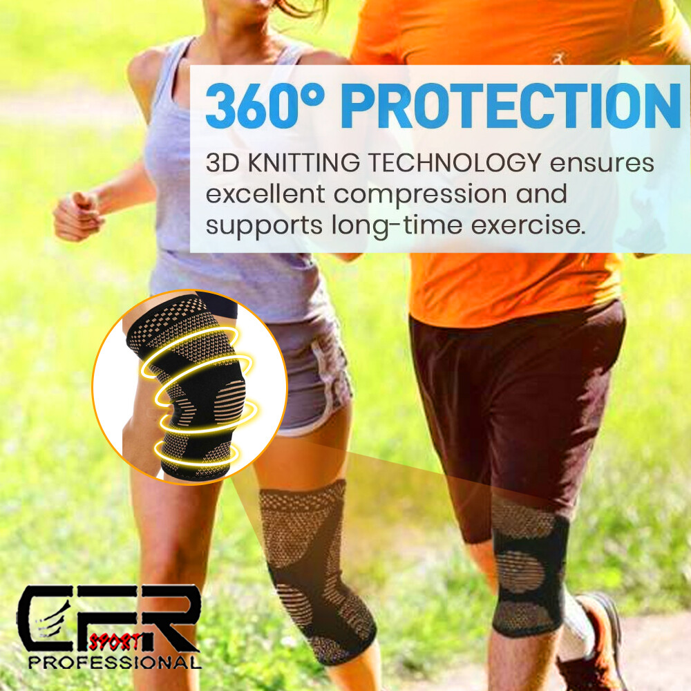 Copper Knee Brace Support Compression Sleeve Football Joint Pain Arthritis Strap