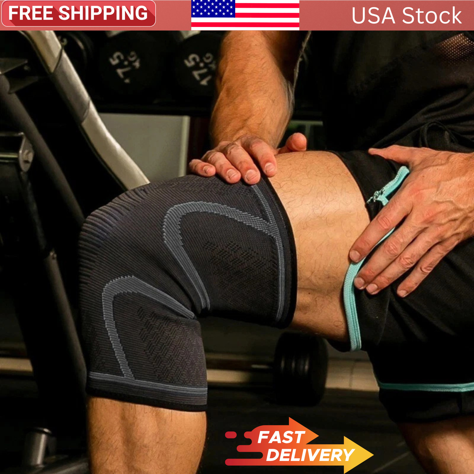 2x Knee Sleeves Copper Silver Compression Brace Support Sport Joint Injury Pain