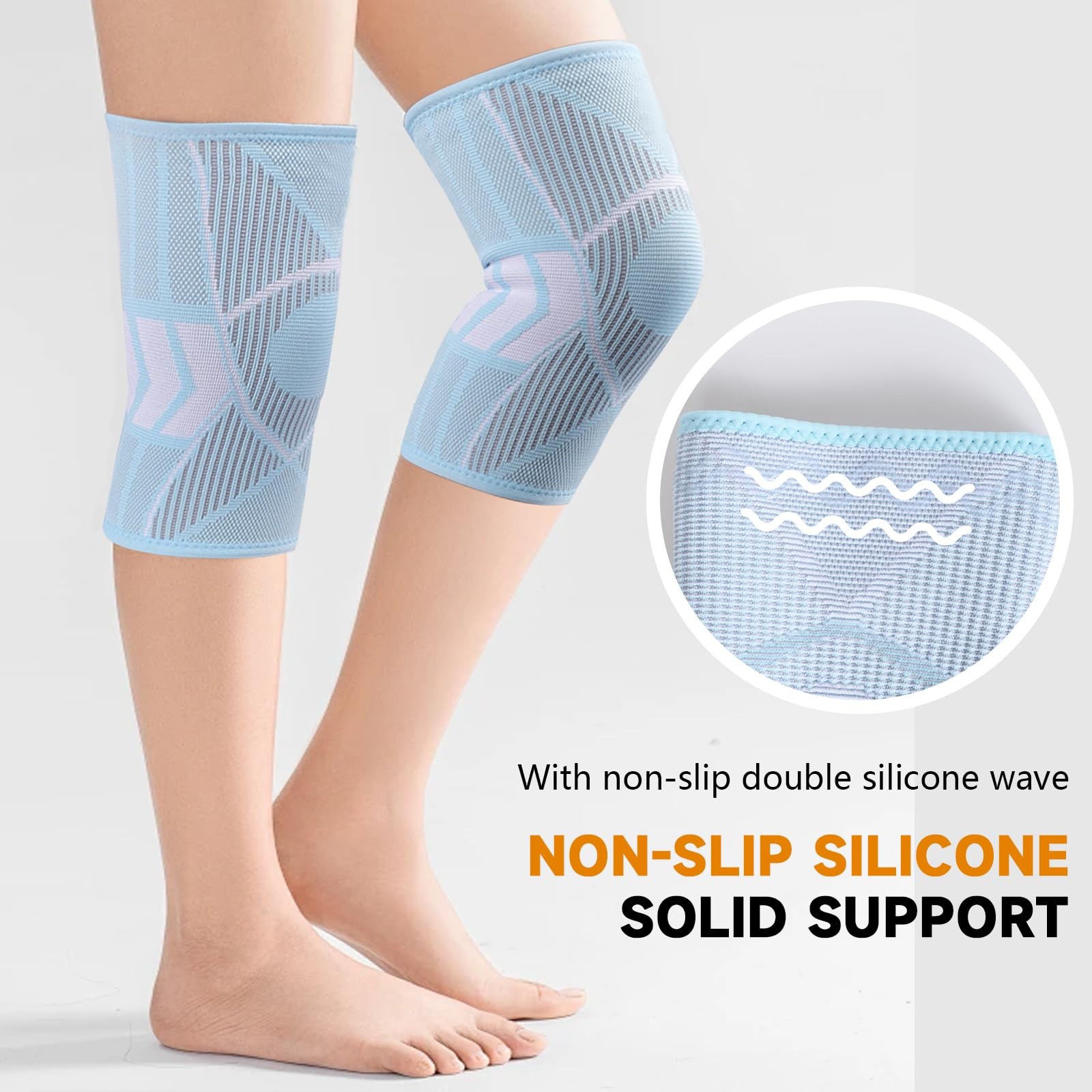 NuCamper Knee Brace for Men & Women, 2 Pack Compression Small, Blue