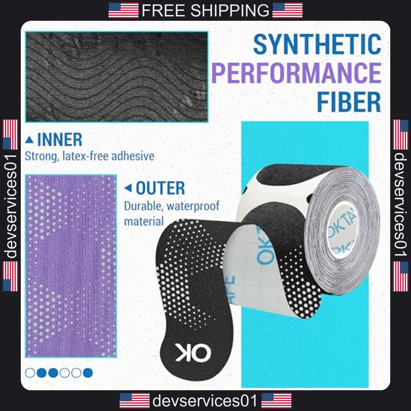 20 Pack Elastic Kinesiology Tape for Muscle Support and Pain Relief