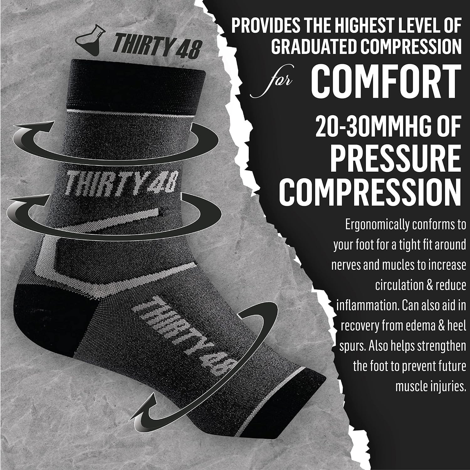 Stretchy Ultra-Light Compression Socks for Arch Pain Relief and Recovery – Black