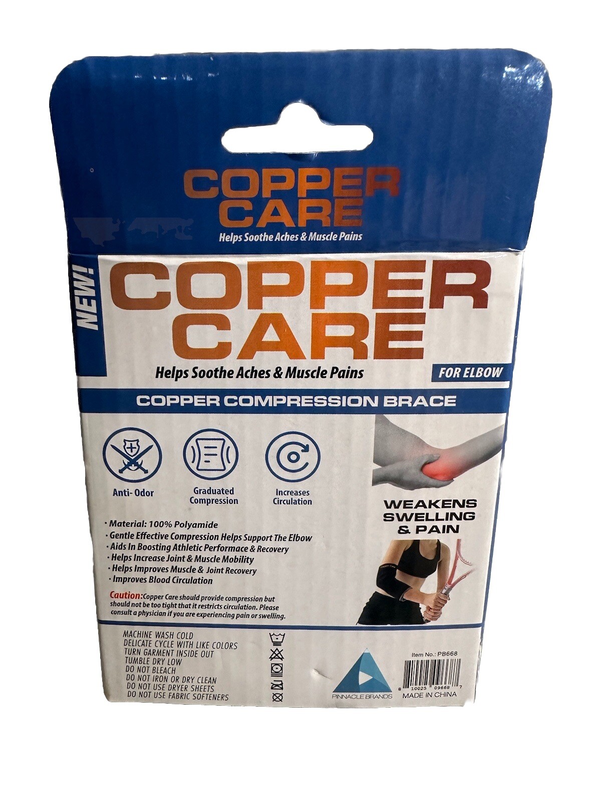 NIP Copper Care Copper Compression Brace for Elbow 1 Pack Adult 1 Size Fits Most