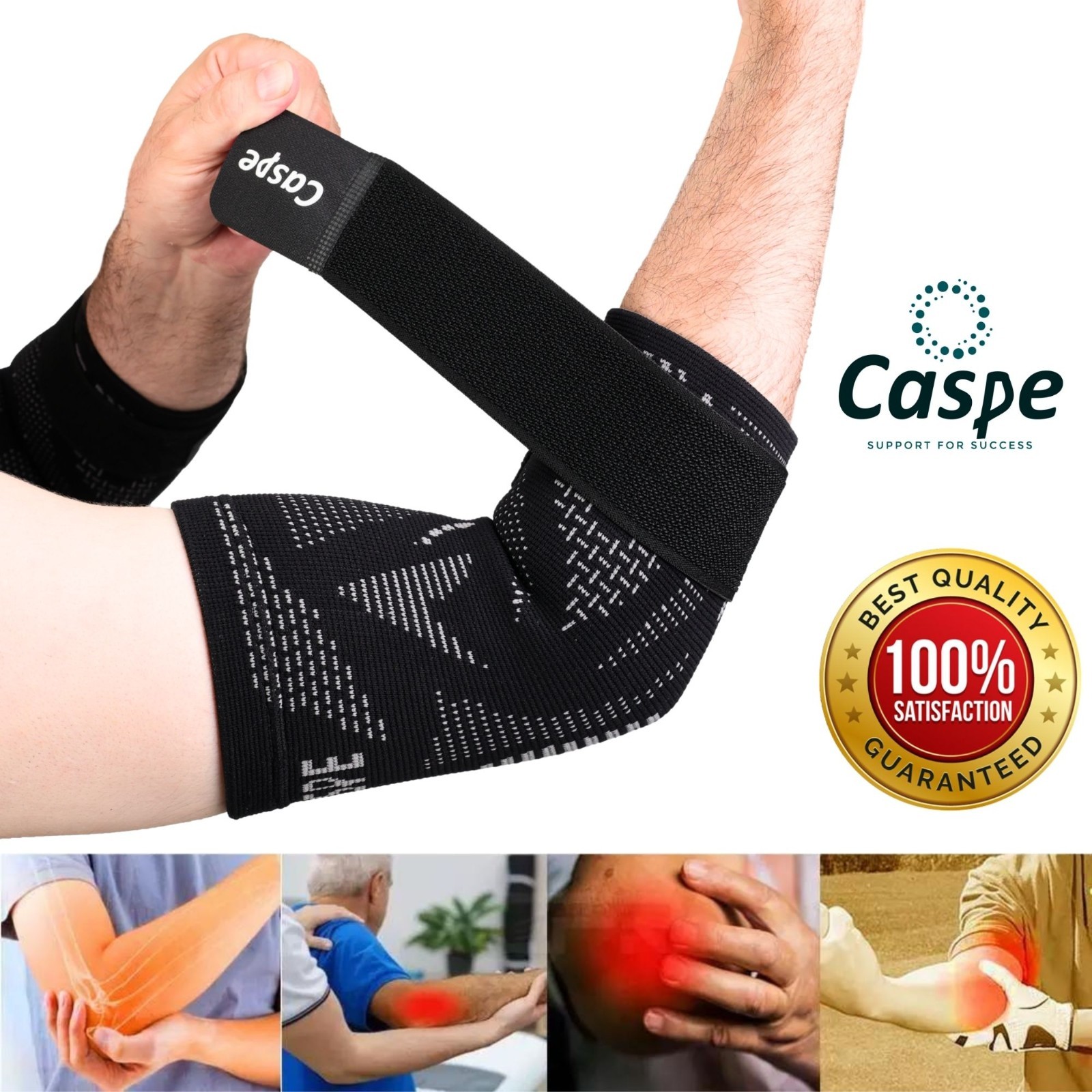 Caspe 2-Pack Elbow Sleeve Brace Wrap Adjustable Support Arm Arthritis Tendonitis