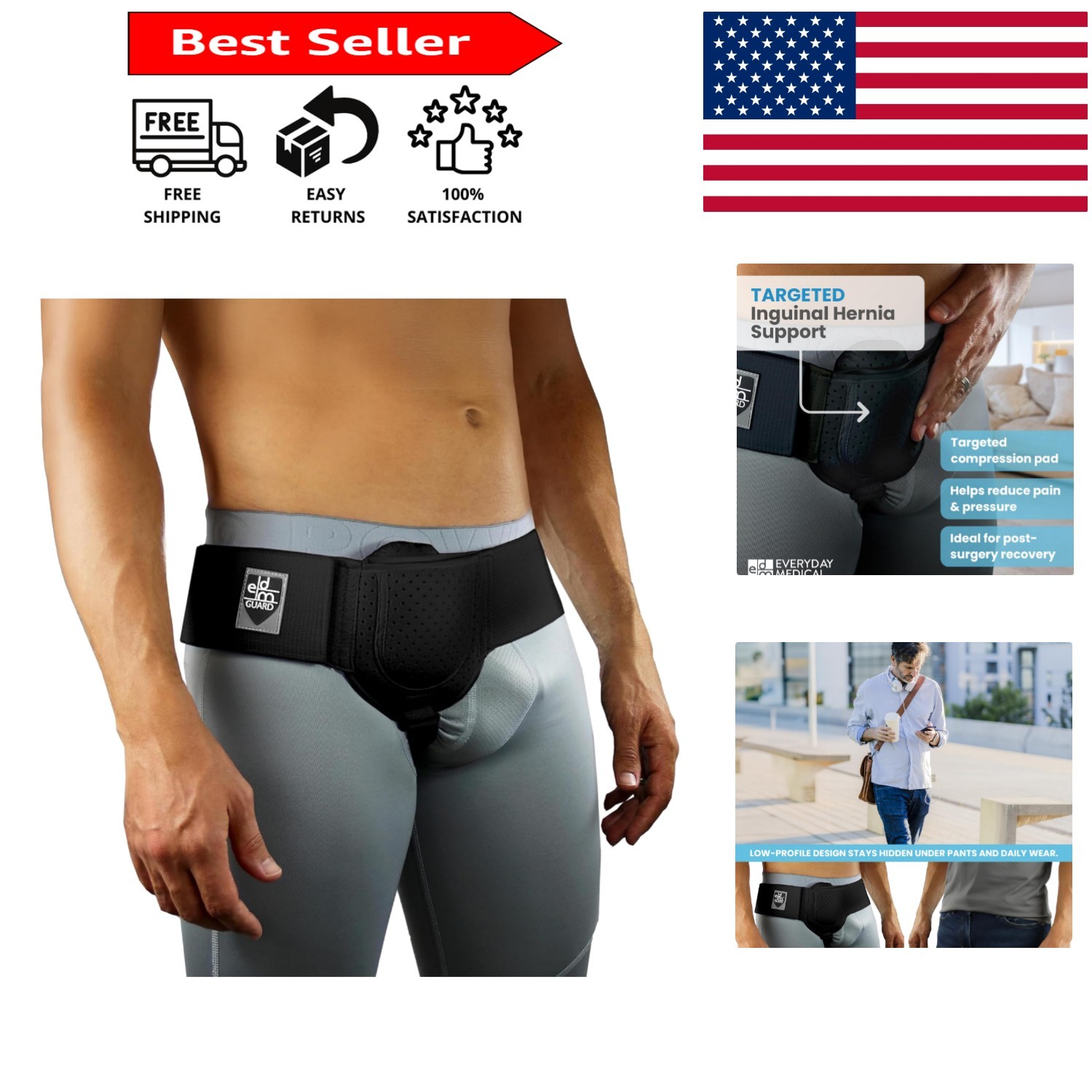 Adjustable Inguinal Support Belt for Men & Women – Post-Surgery Relief, S/M