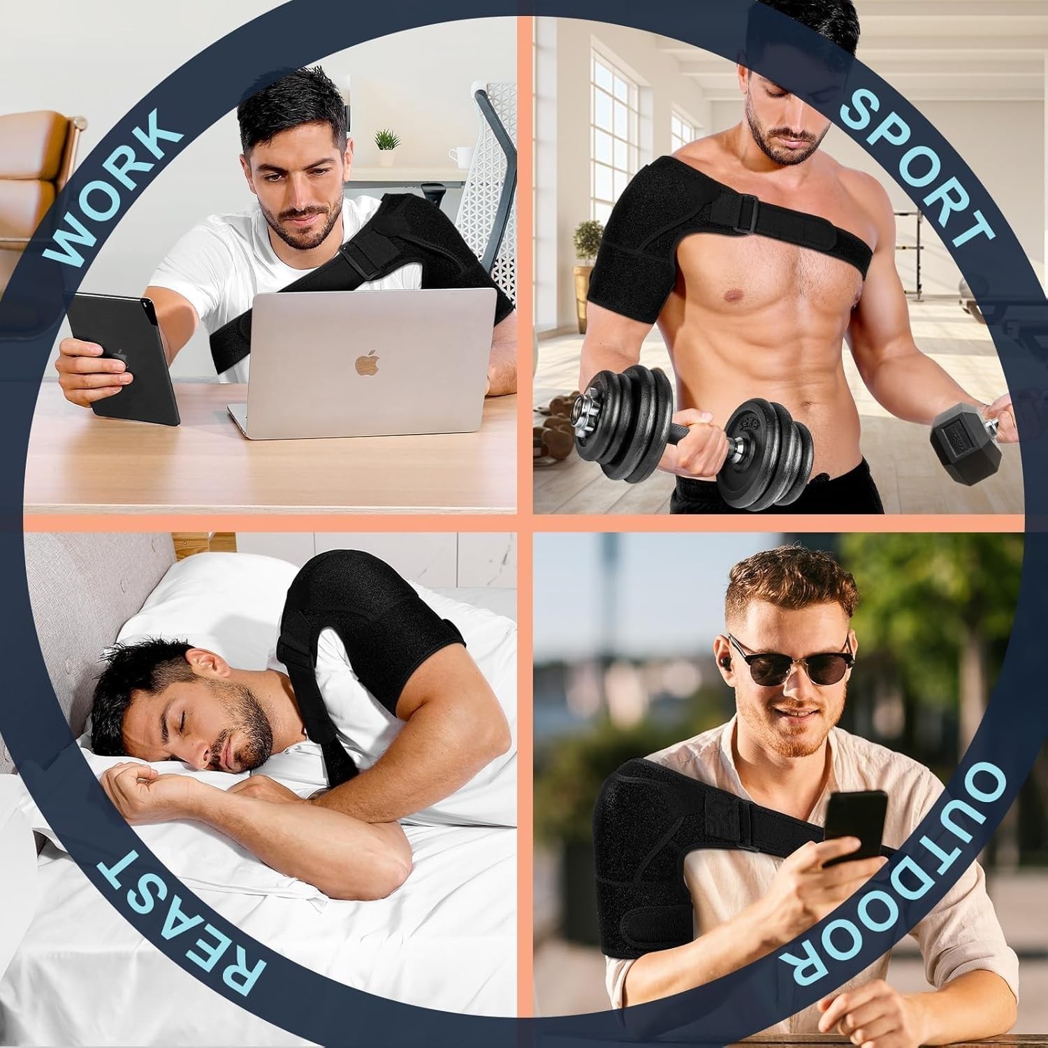 Torn Rotator Cuff Compression Shoulder Brace – Adjustable Arm Sling & Immobil…
