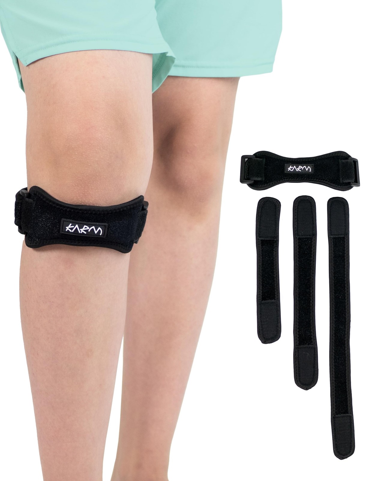 KARM Kids Knee Brace Strap – Osgood Schlatter One Size, Black