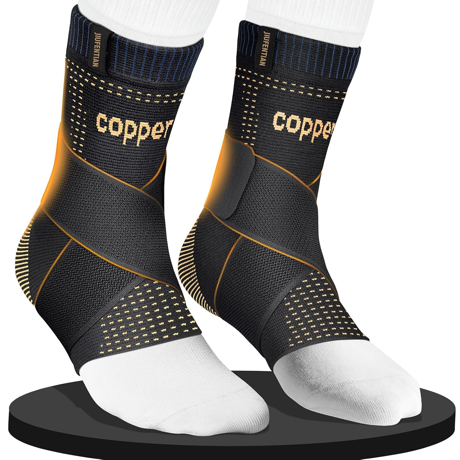 Ultra-Thin & Copper Infused Ankle Support – Adjustable Compression Ankle Brace f