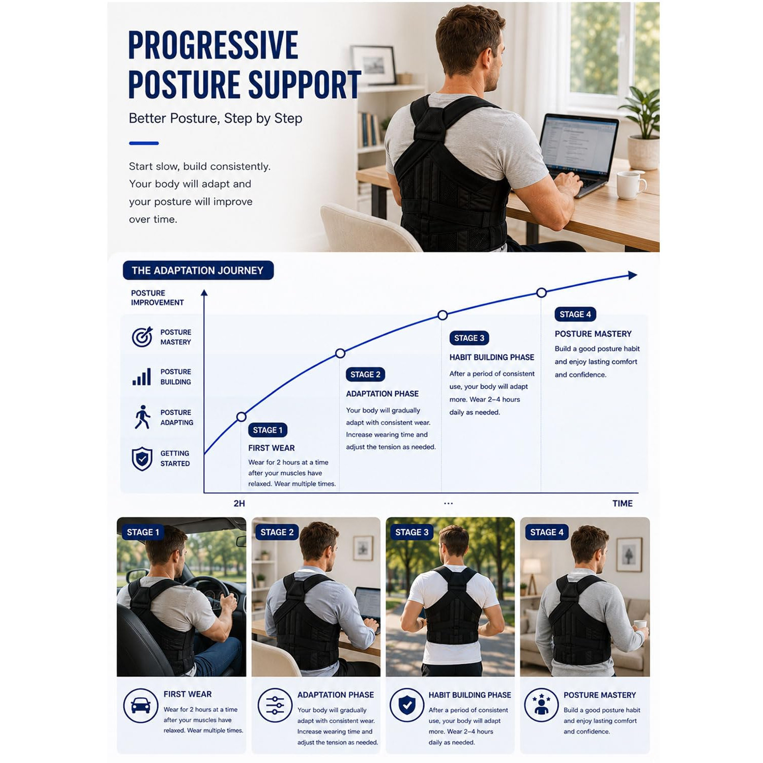 Adjustable Posture Corrector Back Support Brace Shoulder Straightener Women Men