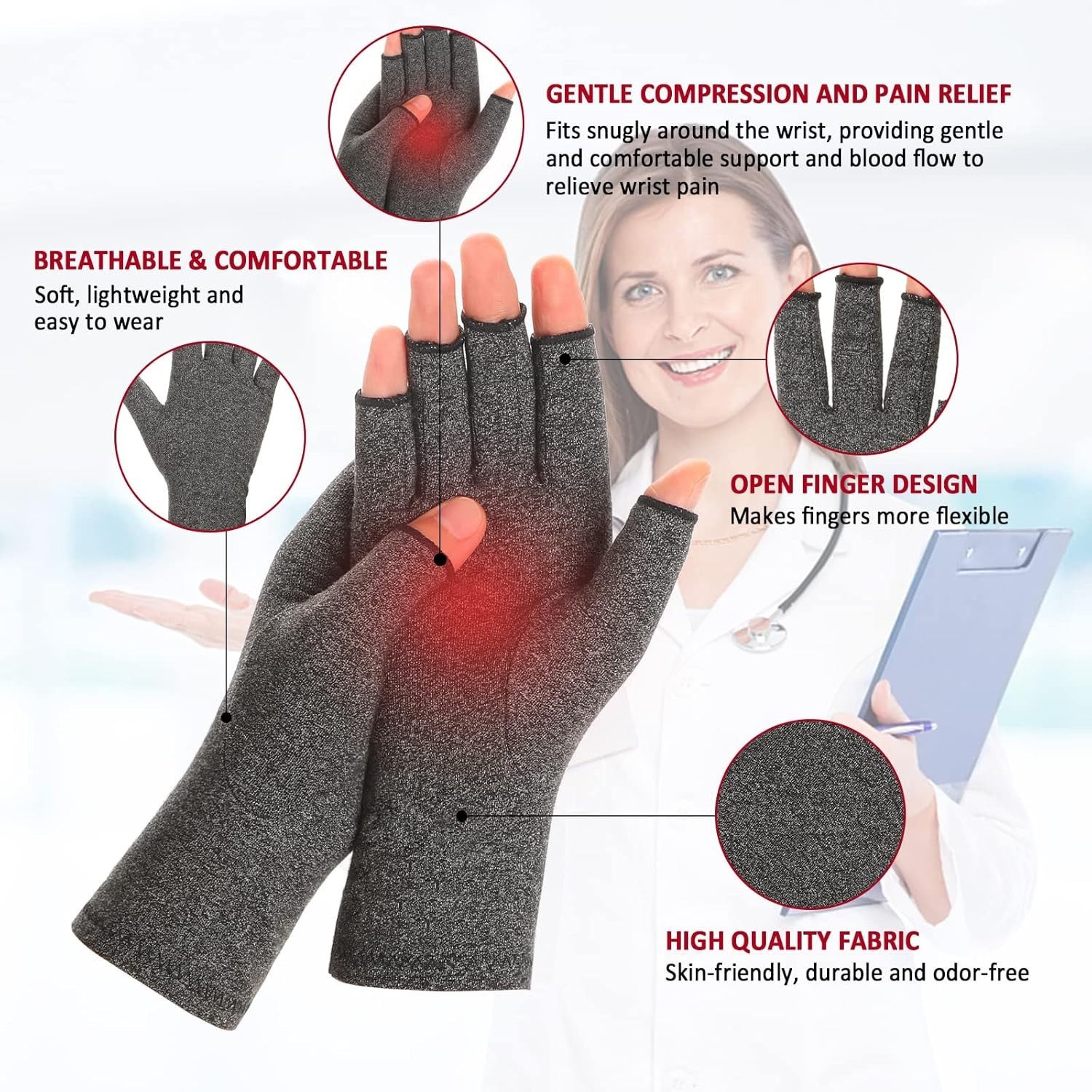 Breathable Compression Gloves for Arthritis Relief – Pain Relief for Both Hands