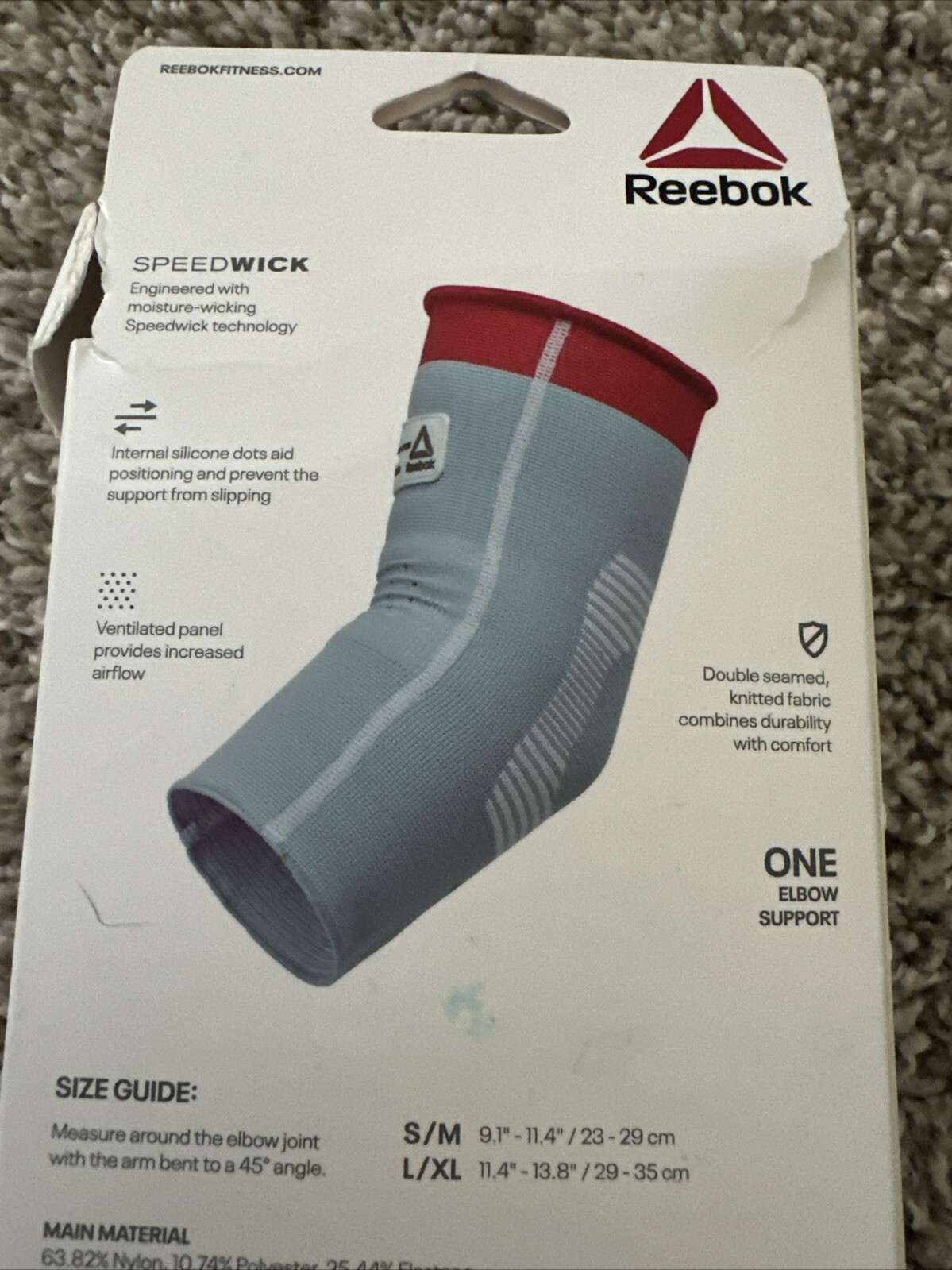 Reebok Speedwick Compression Elbow Support, Small/Medium, Blue, Single, Brace,