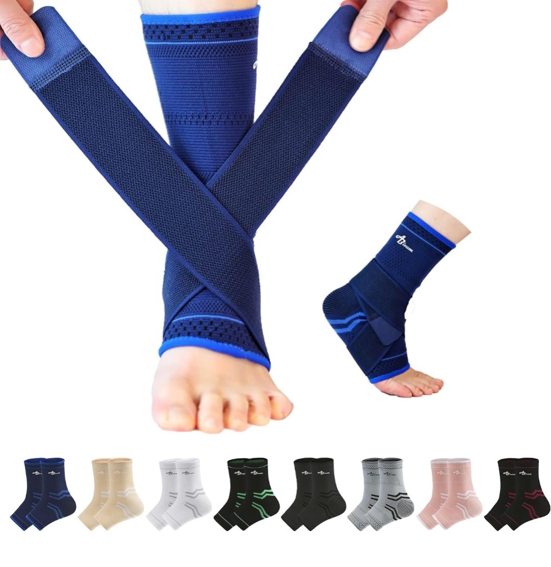 Foot Sleeve Pair Compression Wrap Ankle Brace For Arch Ankle Support Blue XL