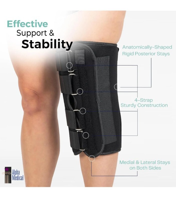 Alpha Medical Three Panel Knee & Leg Immobilizer, Knee Splint, Knee Brace 12″