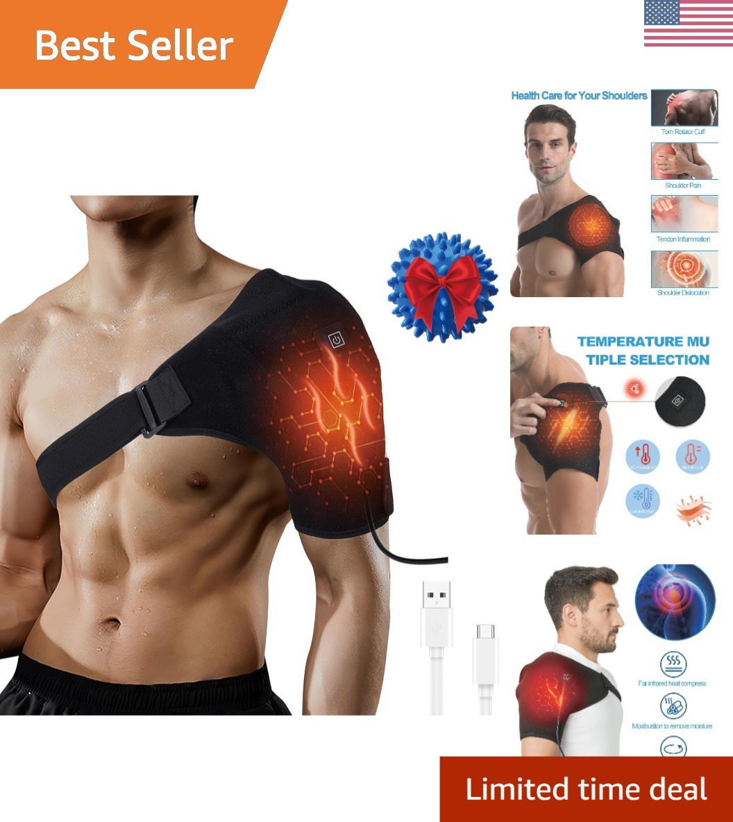 3 in 1 Electric Heated Vibration Shoulder Massager Brace Wrap Joint Pain Relief