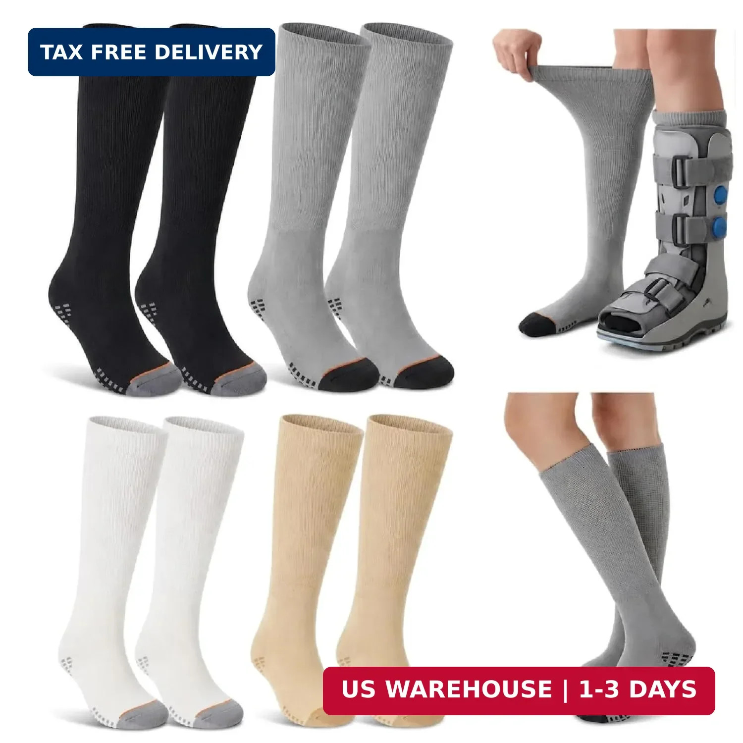 4 Pairs Walking Boot Socks Replacement Sock Liner for Orthopedic Walker Brace, T