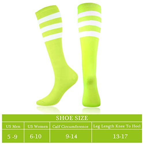 Syhood 6 Pairs Neon Knee High Socks Stretchy Roller Skate One Size Bright Color