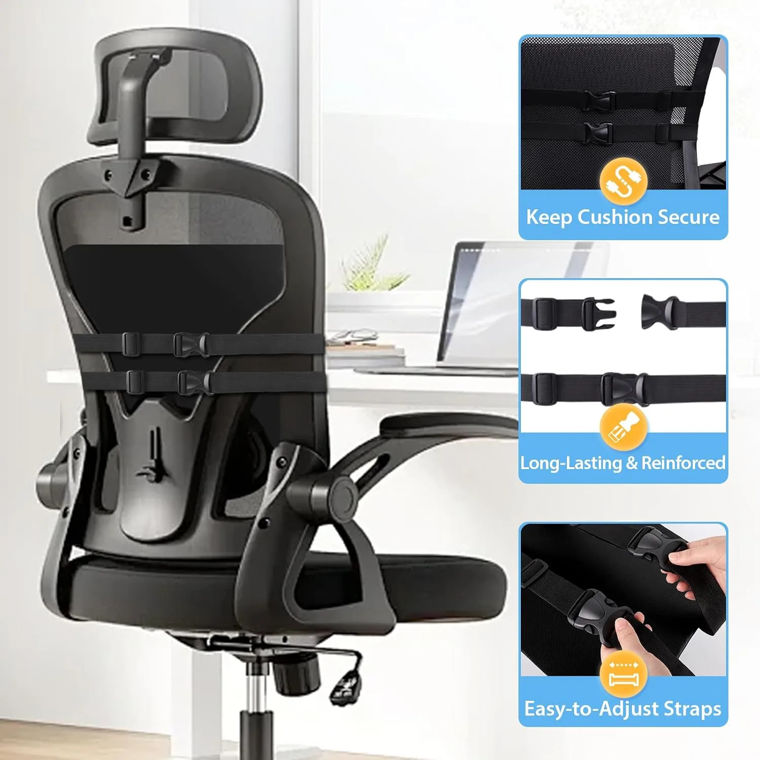 Large Lumbar Support Pillow Memory Foam Back Cushion for Office Chair Car Gaming