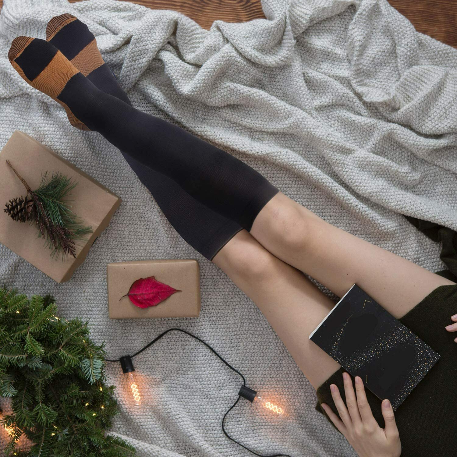 (6 Pairs) Copper Compression Socks Graduated Support 20-30mmH for Mens Womens