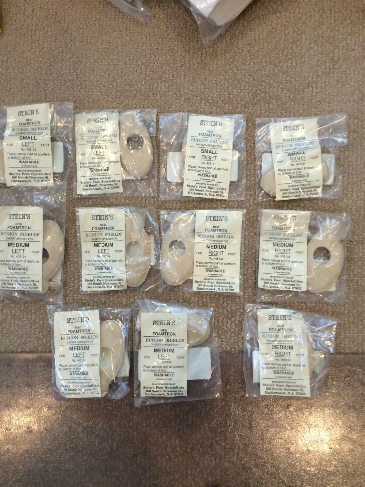 BUNION SHIELDS FOAMTRON STITCHED FABRIC AND FOAM ASST SIZES (11 in lot)
