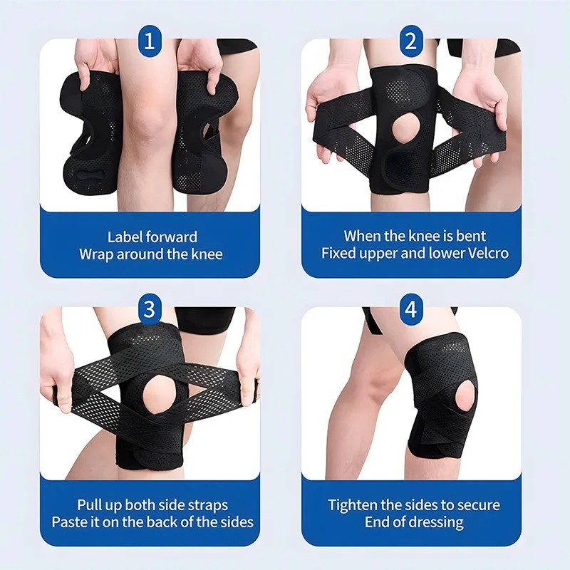 Knee Brace Compression Sleeve Joint Support Open Patella Stabilizer Wrap New