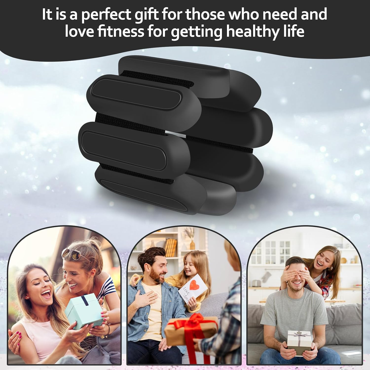 Adjustable Wrist & Ankle Weights Set of 2(1Lbs Each), Premium Silicone Wearable