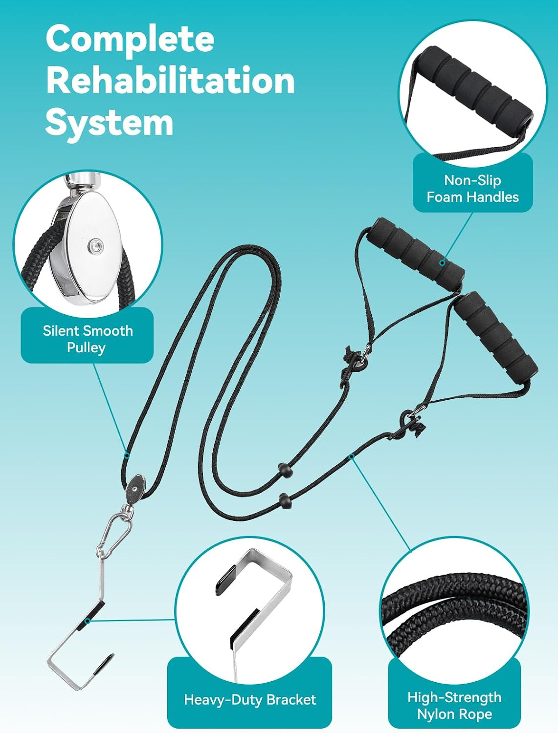 Shoulder Pulley for Physical Therapy, Over-The-Door Metal Hook | Fits Doors up t
