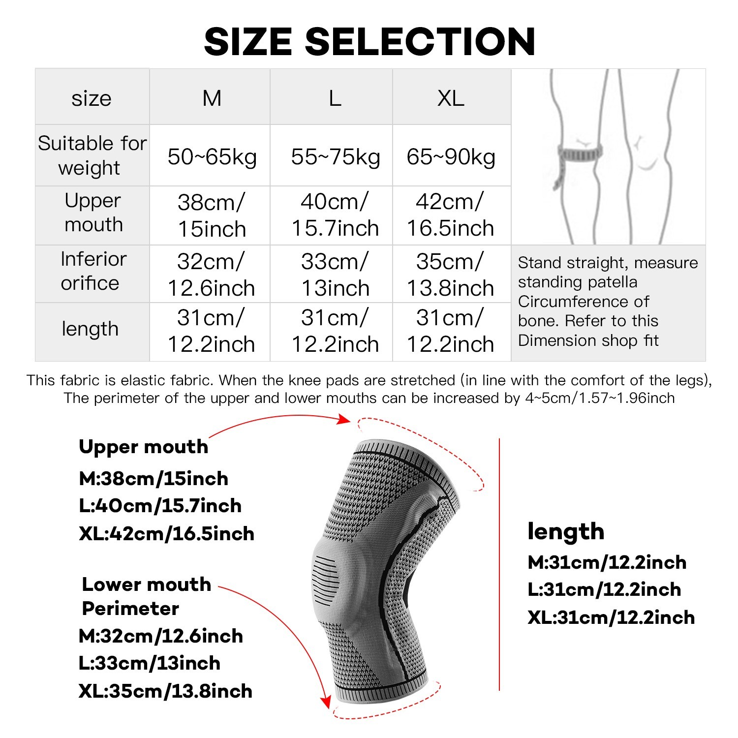 Knee Sleeves Compression Brace Support Sport Joint Injury Pain Arthritis Relief