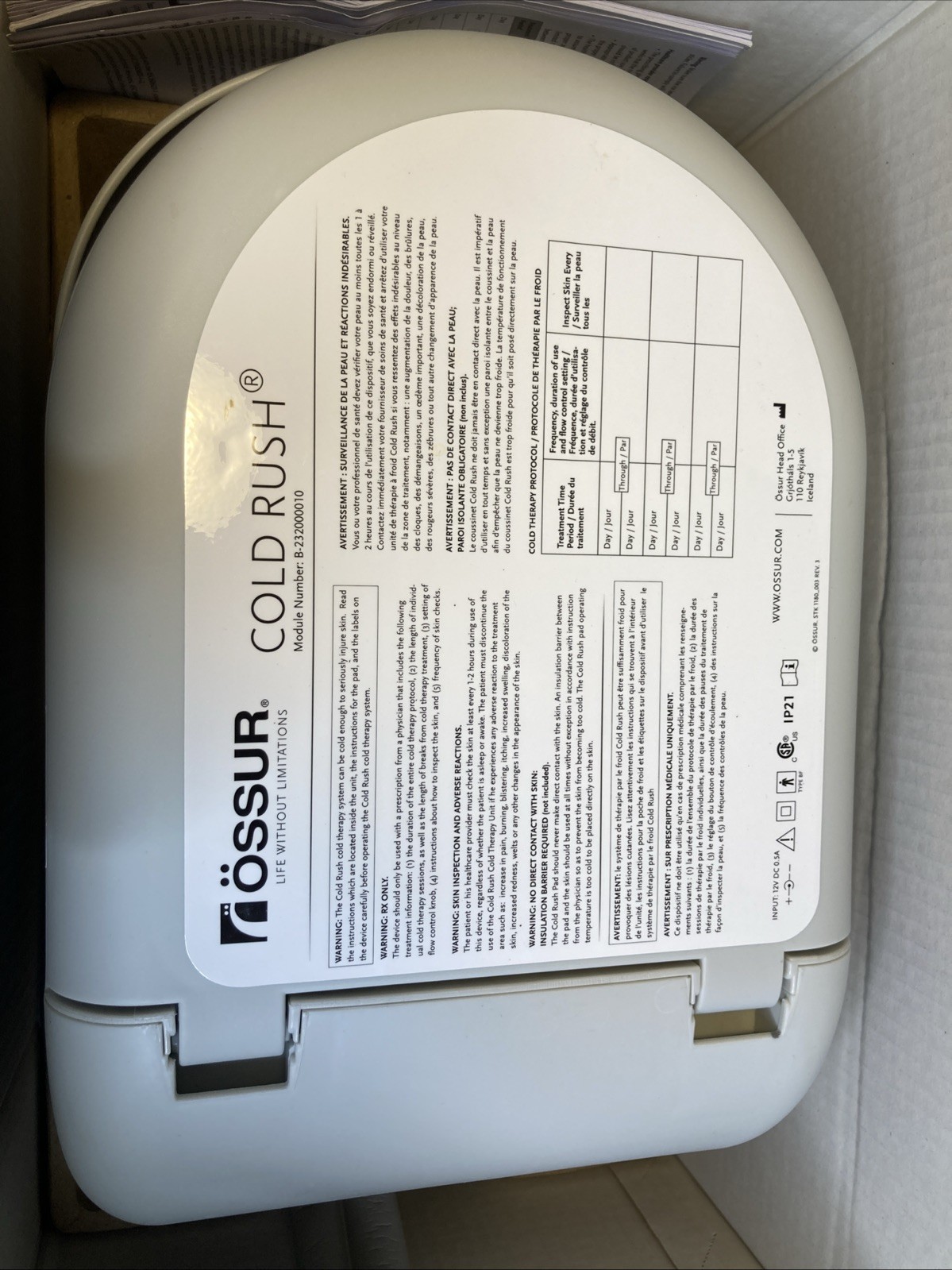 Ossur Could Rush Cold Pack B-232000010 No Pad
