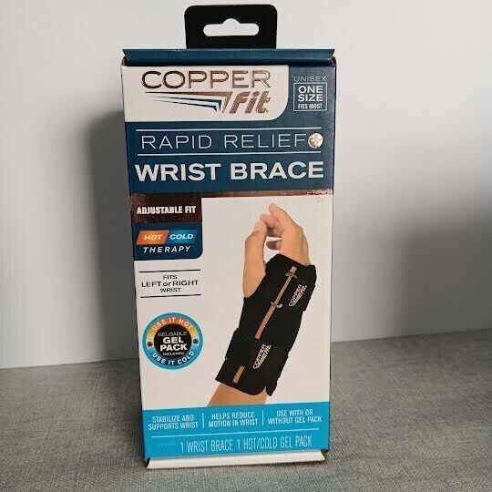 Copper Fit Rapid Relief Wrist Adjustable Brace Hot/Cold Therapy One Size