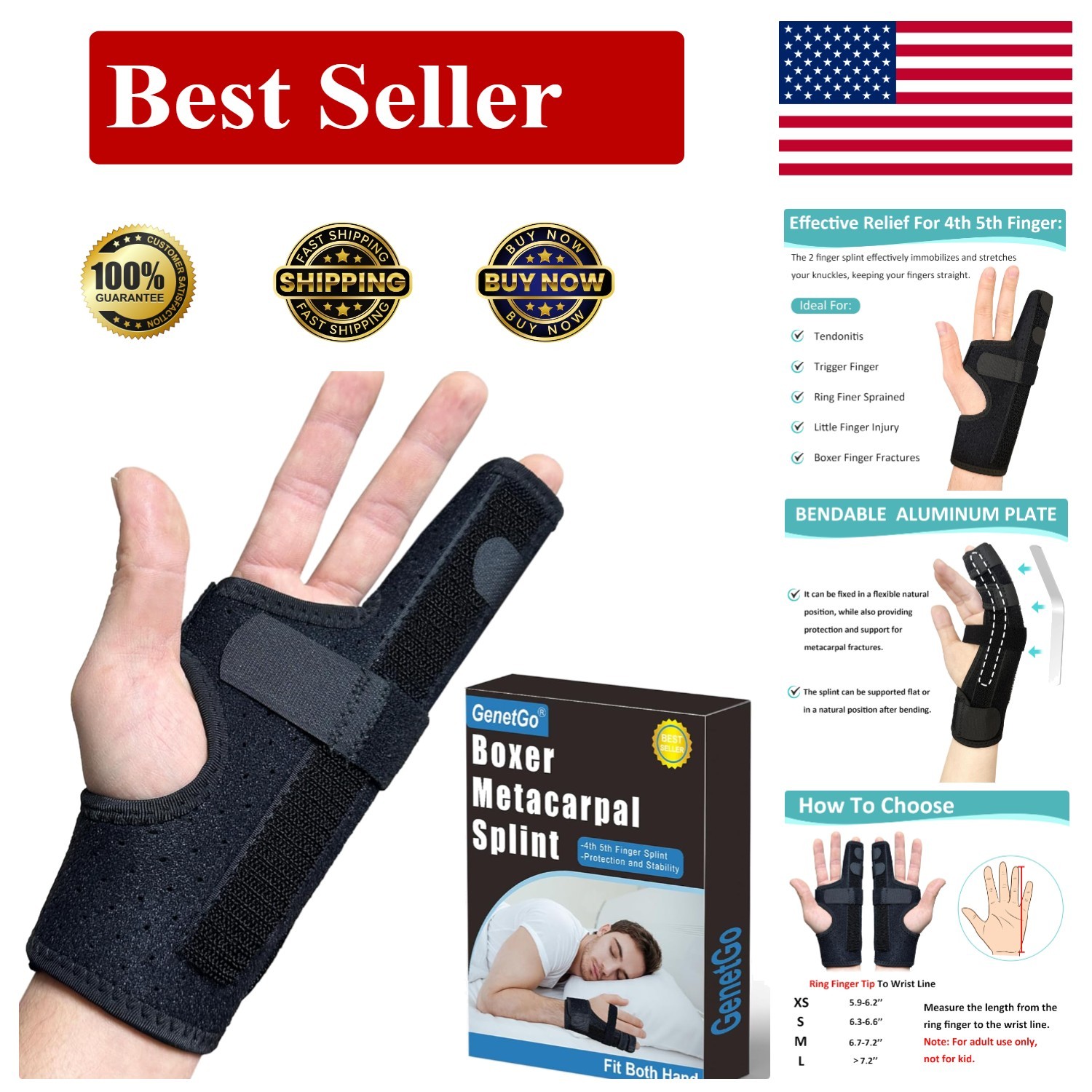 Pinky Finger Splint, Metacarpal Splint Finger Brace for 4th Ring & 5th Little…