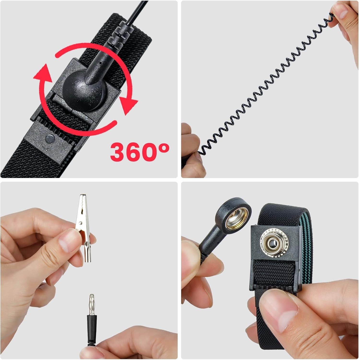 Adjustable Anti Static Wrist Straps 2-Pack for ESD Protection – XL Fit Available