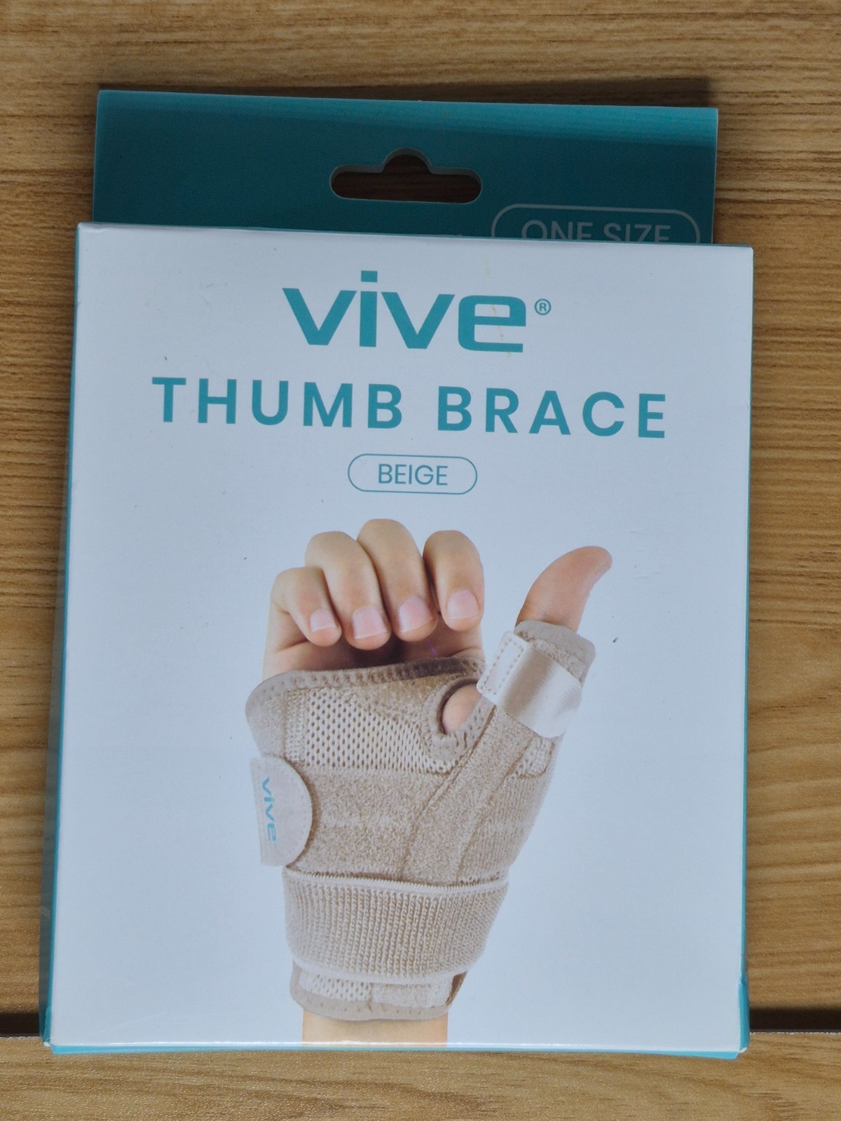 Vive Thumb Brace – Beige One Size – Reversible Spica Splint for Arthritis & Pain