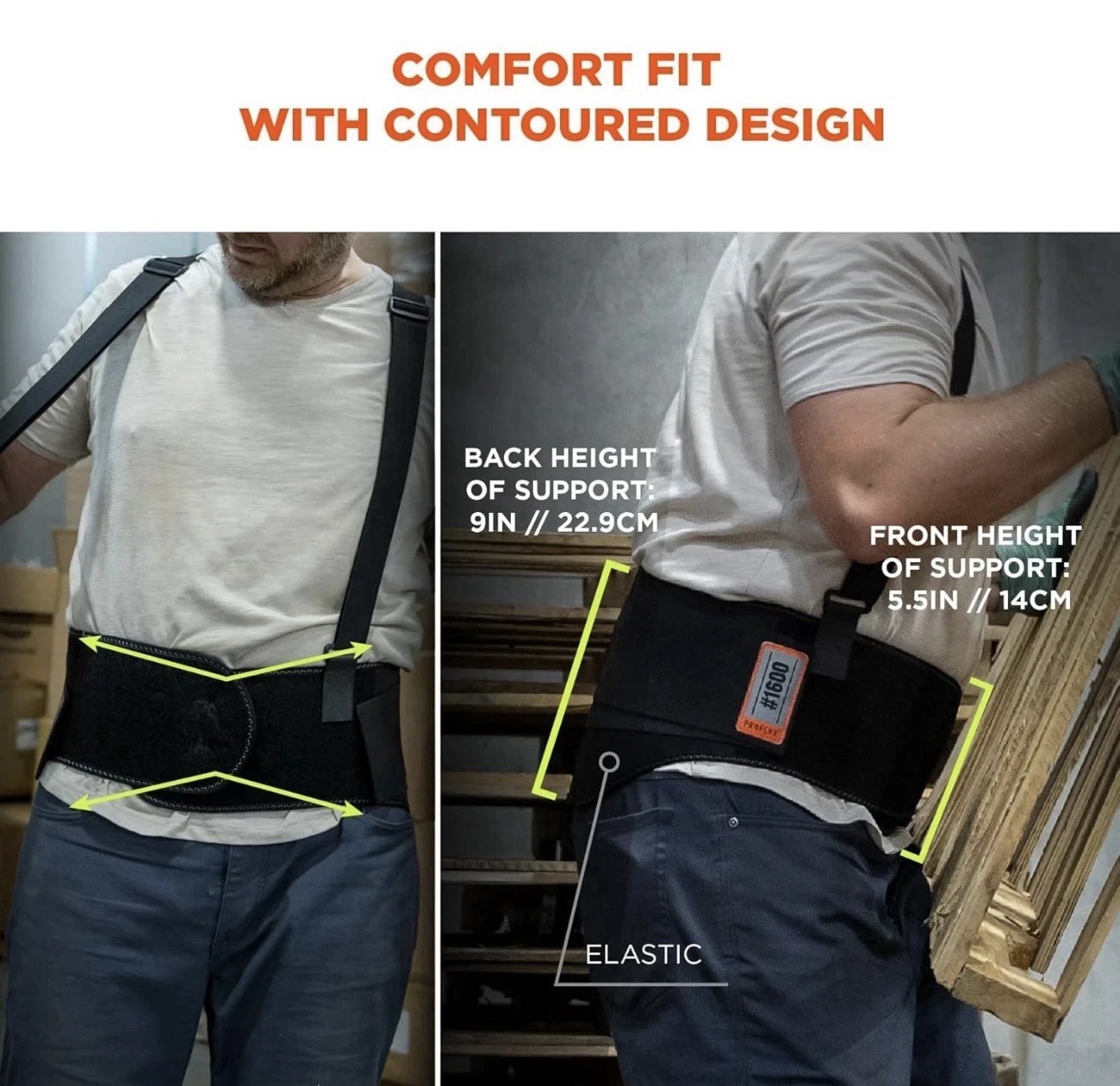 Medium Back Support Brace 9″ High Support Ergodyne ProFlex 1650 “New”