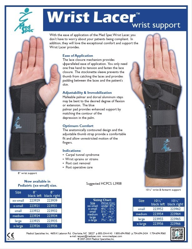 Wrist Support Suede Wrist Lacer BLACK, LEFT HAND-NEW IN BOX 8″