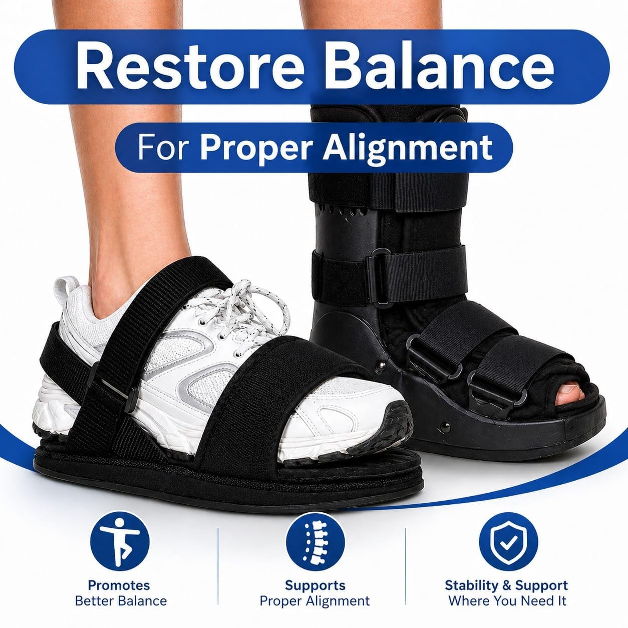 Vakly Shoe Leveler for Walking Boot – Adjustable Height Lift (3 Levels)