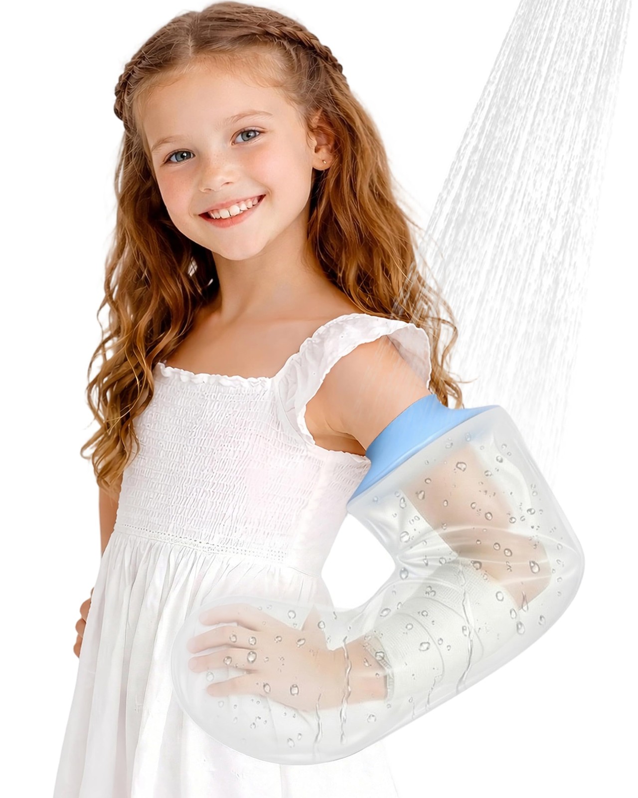 quiheat Kids Waterproof Arm Cast Covers for Arm-M (20.5″ Length), Light Blue