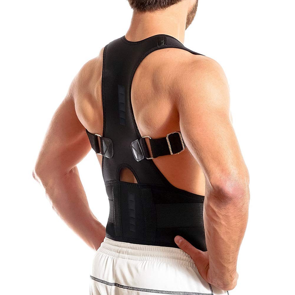MOHUACHI Thoracic Back Brace Posture Corrector- Magnetic XX-Large, Black