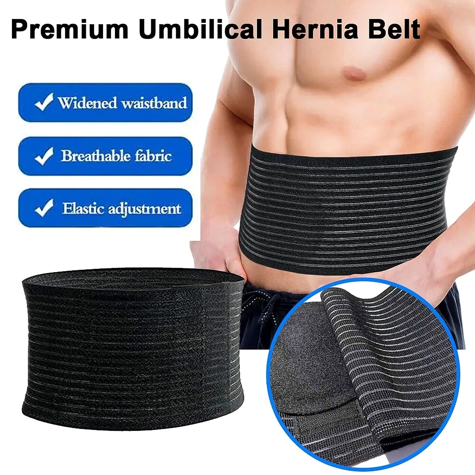 Umbilical Hernia Belt Abdominal Support Binder Compression Pad Adjustable Unisex