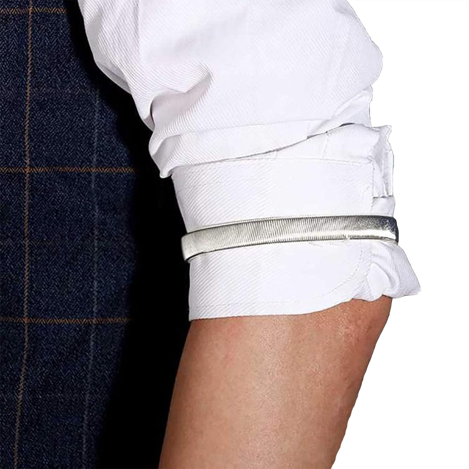 2 Pairs Sleeve Garters for Women Men Adjustable Elastic Arm Bands for Shirts Lon